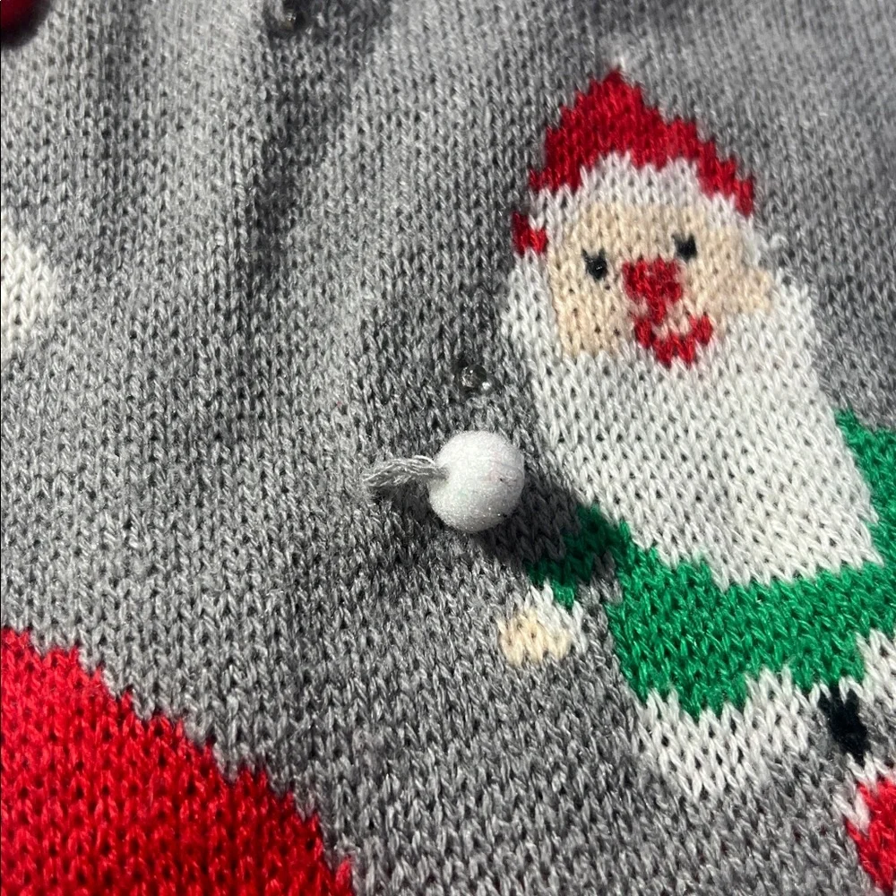 VINTAGE‎ 90’s Women’s Festive Gray Santa Ugly Christmas Sweater Small